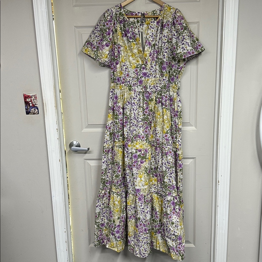 Anthropologie Somerset Floral Maxi Dress in Purple and Yellow